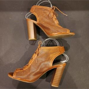 ANA "ANA ALDIS" Cognac Vegan Gladiator slingback Sandal Booties SIZE 8.5M